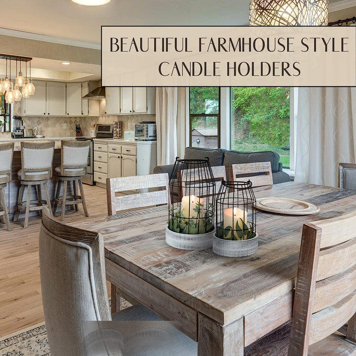 Rustic Farmhouse Lantern Decor - Stylish Decorative Lanterns for Your Living Room, Fireplace Mantle or Kitchen Dining Table - Modern Upscale Beauty for Your Entire Home