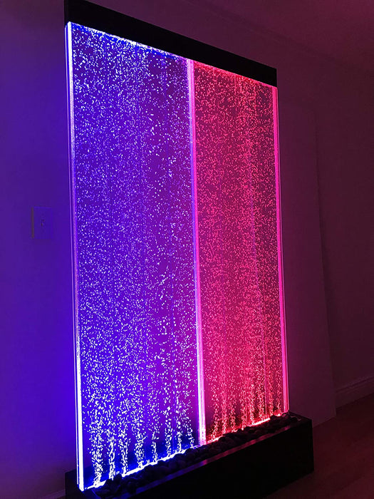 72"X40" 3XL Bubble Fountain, Stainless Steel Base Twin Bubble Panel, Color Lights/Remote Ctrl