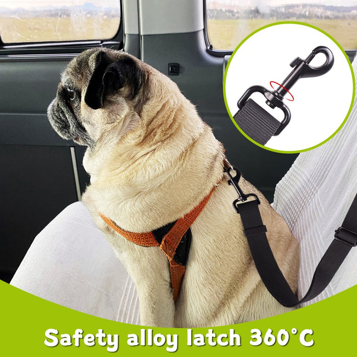 Dog Seat Belt, Black Adjustable Pet Puppy Doggie Car Safety Harness Restraint Headrest 2 Piece