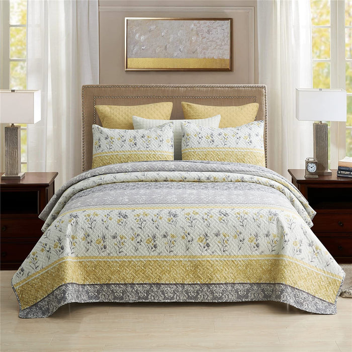 King Quilt Set, 3-Piece King Size Quilt Set with 2 Pillow Shams- Boho Reversible Soft and Lightweight King Quilt Bedding Bedspread Coverlet Set