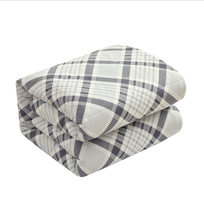 Mainstays Reverse to Sherpa Comforter Set King Polyester, Gray Plaid