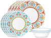 Vitrelle 18-Piece Service for 6 Dinnerware Set, Triple Layer Glass and Chip Resistant, Lightweight round Plates and Bowls Set, Indigo Speckle
