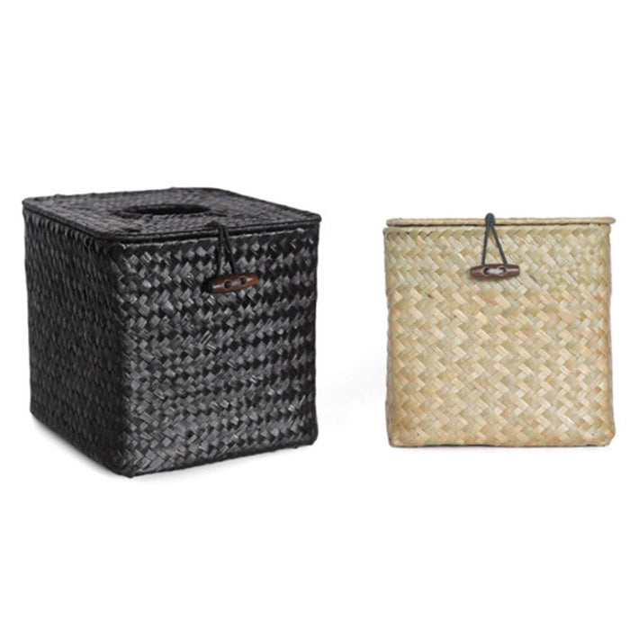 Straw Woven Tissue Box Cover, Vintage Wicker Tissue Box Cover Square, Home Toilet Paper Holder, or Napkin Dispenser