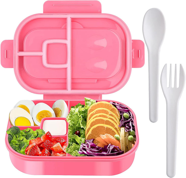 Bento Box Kit, 4 Compartments 1.3L Lunch Box Kids with Fork&Spoon, Leak-Proof Bento Box Adult Lunch Box, Lunch Box Containers for Adults Toddler, Microwaveable, Dishwasher & Freezer Safe