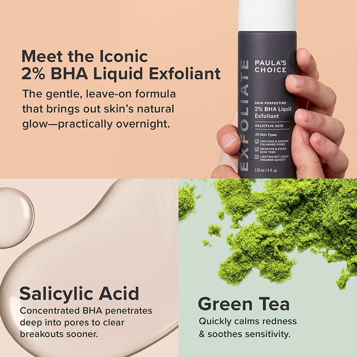 Paulas Choice--Skin PERFECTING 2% BHA Liquid Salicylic Acid Exfoliant--Facial Exfoliant for Blackheads, Enlarged Pores, Wrinkles & Fine Lines, 4 Oz Bottle