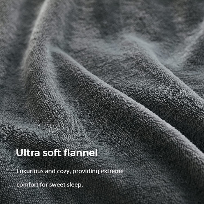 Flannel Duvet Cover Set Oeko-Tex Certified, 3 Pieces Velvet Duvet Cover Queen, Ultra Soft Comforter Cover with Zipper and Corner Ties, Dark Grey