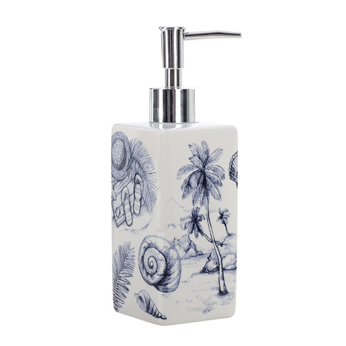 Mainstays 17-Piece Blue Vacation Polyester/Ceramic Bathroom Accessory Set, Blue