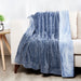Melange Waffle Texture with Velvet Plush Fleece Dual Layer Reversible Throw Blanket, 50" X 60", Navy and Blue