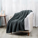 Reversible 2-Tone Sherpa Dual Layer Throw Blanket, 50" X 60", Recycled Polyester, Dark Gray and Light Gray