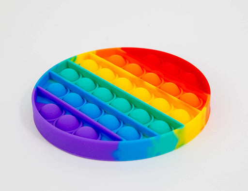 Fidget Toy Popits - Rainbow Color - Sensory Stress Relief for ADHD Anxiety Autism (Round + Square 2 Pack)