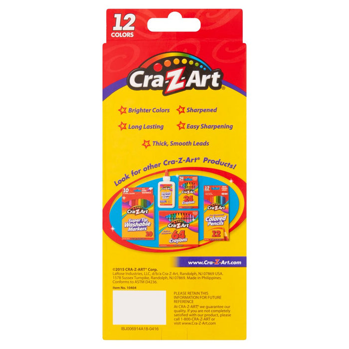Cra-Z-Art Colored Pencils, 12 Count, Beginner Child to Adult, Ages 4 and Up