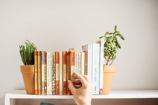 | Bookends | Plant Pot Book Ends | 2 Decorative Book Ends for Shelves | Waterproof Bookends for Shelves | Gifts for Plant Lovers | Book End Set for Bookshelf Decor | Office Decor for Women