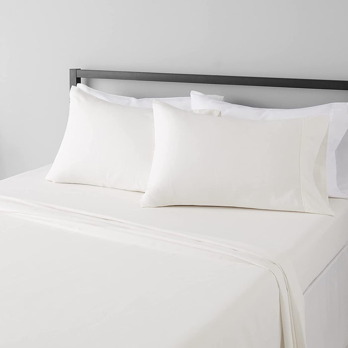 Lightweight Super Soft Easy Care Microfiber Bed Sheet Set with 14-Inch Deep Pockets - Queen, Cream