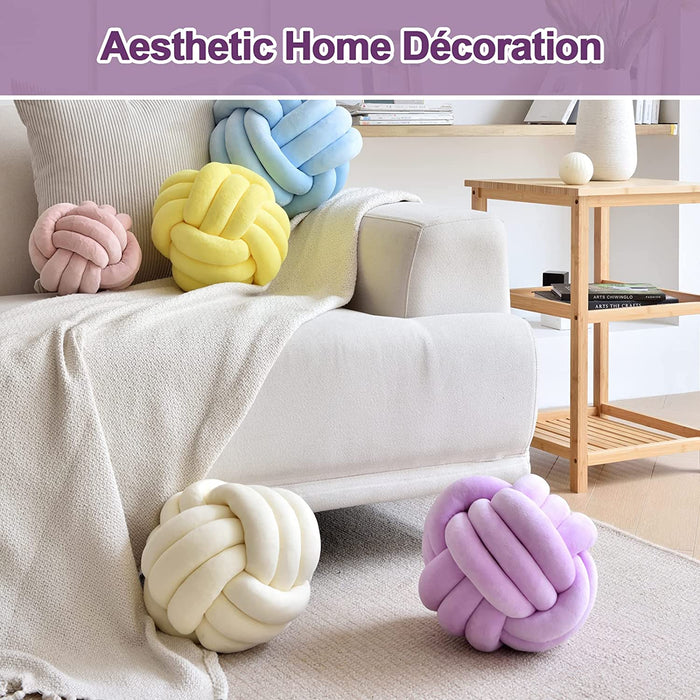 Knot Pillow Ball, Soft round Throw Pillow Cushion Home Decorative Ball Pillows, Handmade Plush Throw Knotted Pillow for Home Décor Children Play Knot Ball Toys (Small-7.87In, Lilac)