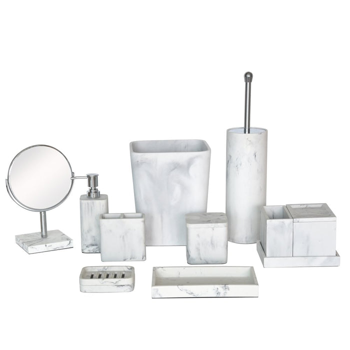 Better Homes & Gardens Faux Marble 4 Piece Vanity Organizer Set with Magnetic Side, White