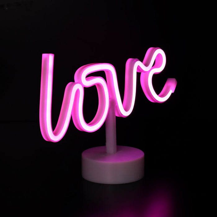 Ez-Illuminations Indoor Battery Operated Pink LED Neon-Style Love Light, with Built-In Timer