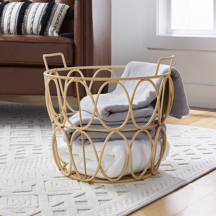 Better Homes & Gardens Large Natural Poly Rattan Open Weave round Basket
