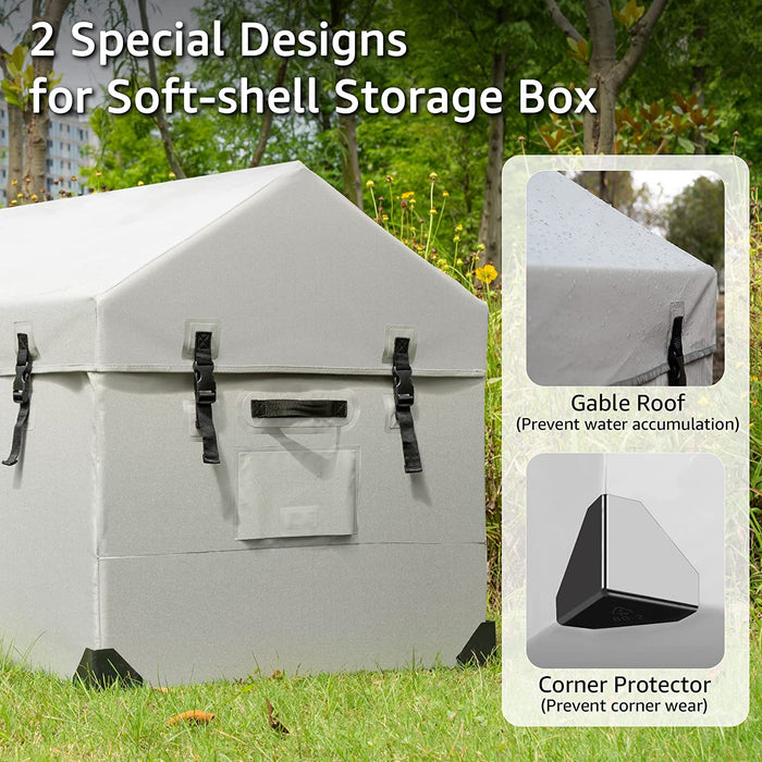 174 US Gallon Outdoor Storage Box Waterproof Soft Shell Tarpaulin Deck Box for Patio Furniture Outdoor Cushions, Throw Pillows, Garden Tools and Pool Toys