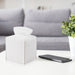 White Tissue Box Cover, PU Leather Square Tissue Box Holder for Living Room/Night Stands/Office/Car/Dining Table Home Decor