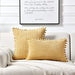Set of 2 Yellow Decorative Throw Pillow Covers 20X20 Inch with Pom-Poms for Couch Bed Sofa, Modern Farmhouse Boho Spring Home Decor, Soft Plush Corduroy Cute Cushion Case 50X50 Cm