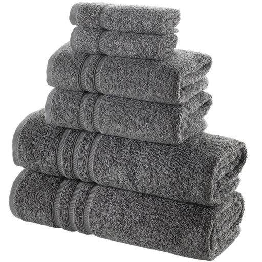 Grey 6 Pack Bath Linen Sets for Bathroom Original Turkish Cotton Soft, Absorbent and Premium 2 Bath , 2 Hand , 2 Washcloths