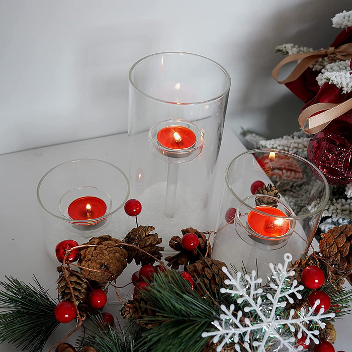 Glass Hurricane Candle Holder for Pillar Candles - Glass Cylinder Vase for Centerpieces Clear Seeded Home Decor for Kitchen Table Living Room