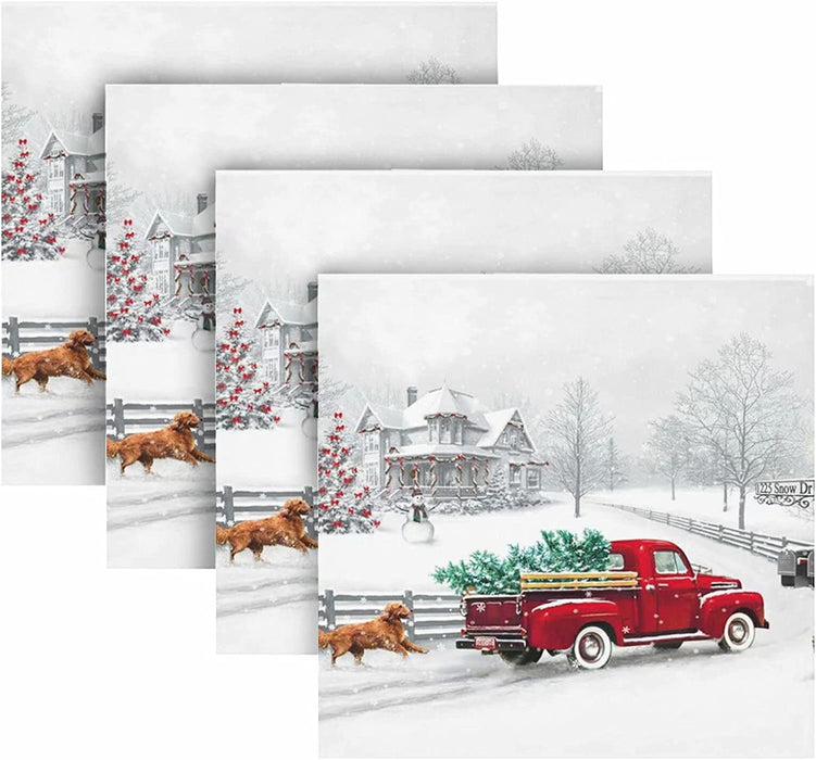 Wusikd Snowflakes Buffalo Plaid Cloth Napkins Set of 6 Winter Christmas Dinner Napkins Solid Washable Reusable Polyester Table Napkins Oversized 20"X20" with Hemmed Edges for Home Weeding Decoration