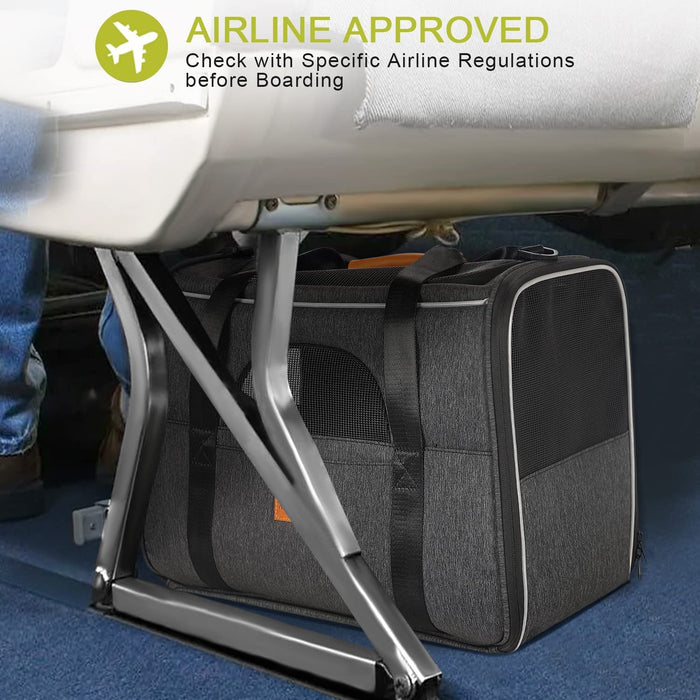 Dog Carrier  Cat Carrier Pet Travel Carrier Bag Airline Approved Folding Fabric Pet Carrier for Small Dogs Puppies Medium Cats, W/Locking Safety Zippers, Foldable Bowl