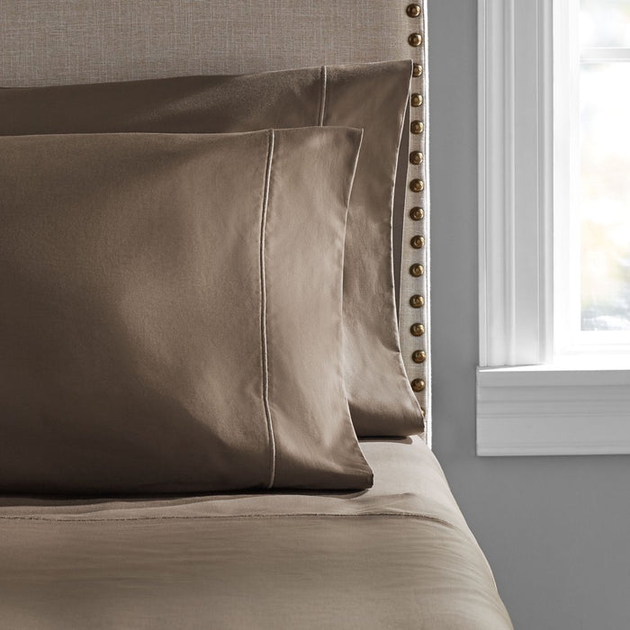 Hotel Style Sateen 600 Thread Count 100% Cotton Pillowcases, Manatee Grey, Standard, 2-Pieces