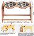 Raised Pet Bowls for Cats and Dogs, Adjustable Bamboo Elevated Dog Cat Food and Water Bowls Stand Feeder with 2 Stainless Steel Bowls and anti Slip Feet (Height 7.9" to 11.4" to 15")