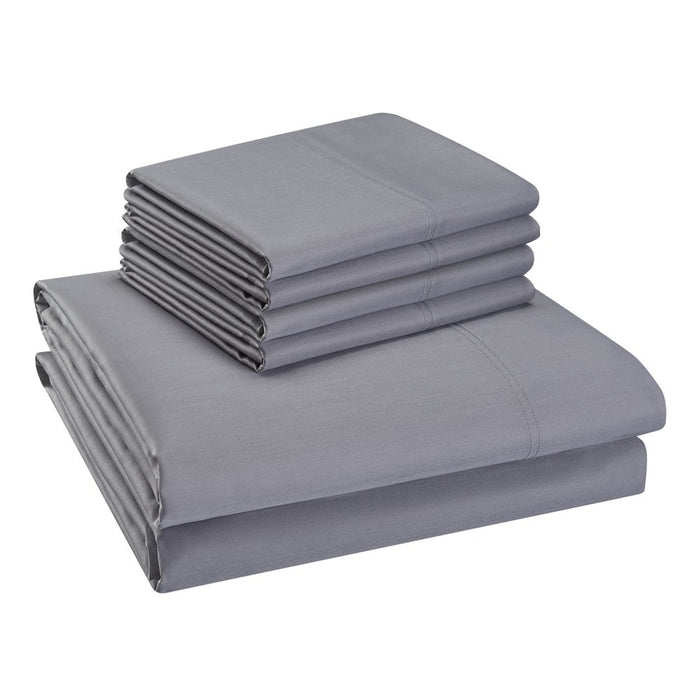 Hotel Style 800 Thread Count Cotton Rich Sateen Bed Sheet Set, Queen, Silver, Set of 6