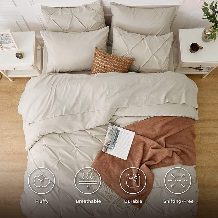 Bedsure Full Size Comforter Sets - Bedding Sets Full 7 Pieces, Bed in a Bag Beige Bed Sets with Comforters, Sheets, Pillowcases & Shams,Adult & Kids Bedding