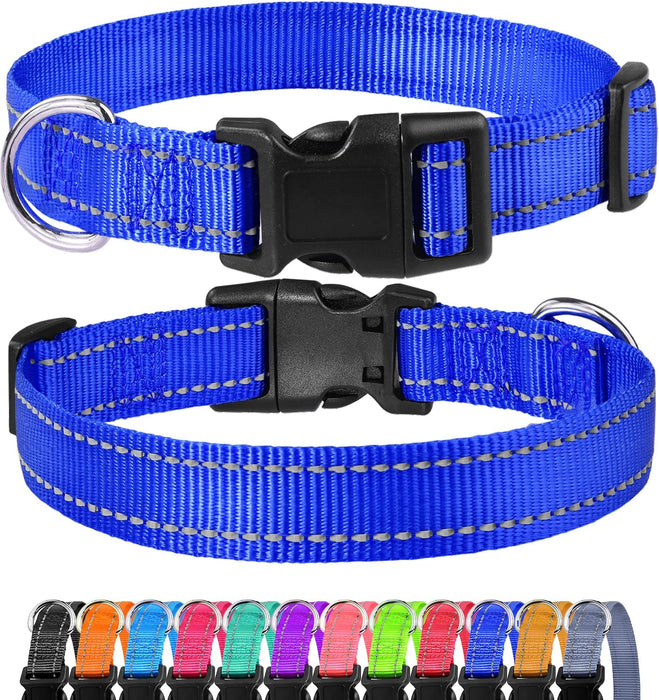 Reflective Dog Collar, Sturdy Nylon Collars for Large Girl and Boy Dogs, Adjustable Dog Collar with Quick Release Buckle, Red