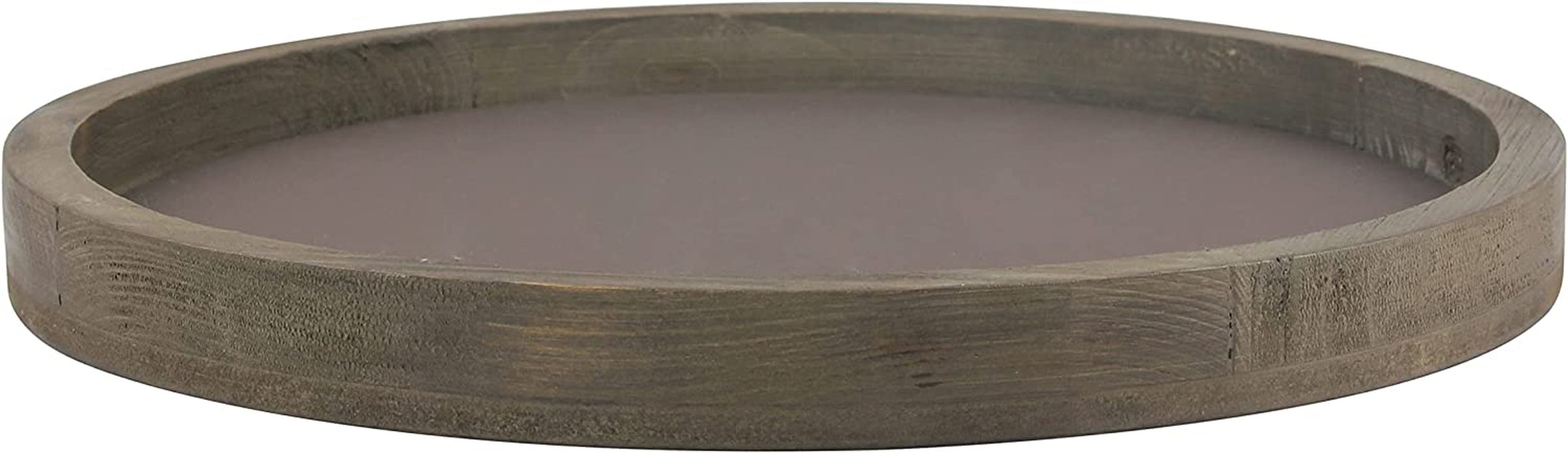 Stonebriar Large 11.8" Decorative Rustic Farmhouse Worn Natural Wood and Metal Tray