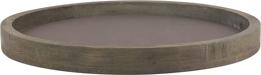 Stonebriar Large 11.8" Decorative Rustic Farmhouse Worn Natural Wood and Metal Tray