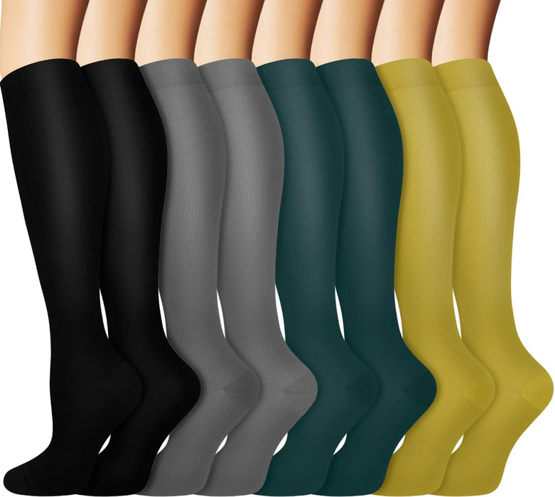 Graduated Copper Compression Socks for Men & Women Circulation 8 Pairs 15-20Mmhg - Best for Running Athletic Cycling