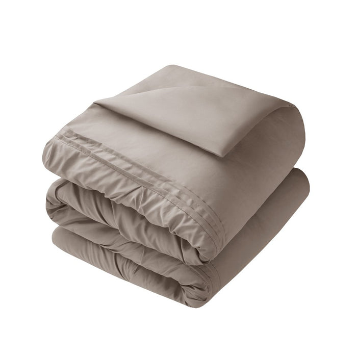 Comfort Spaces Cavoy Faux Silk 5-Piece Tufted Taupe Comforter Set with Bed Skirt and Decorative Pillow, King