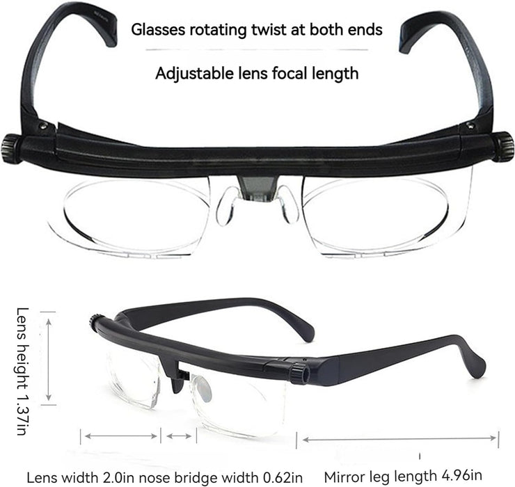Flex Focal Adjustable Glasses, Focus Adjustable Glasses Dial Vision, Flexvision Adjustable Vision Glasses near and Far Sight (3Pcs)