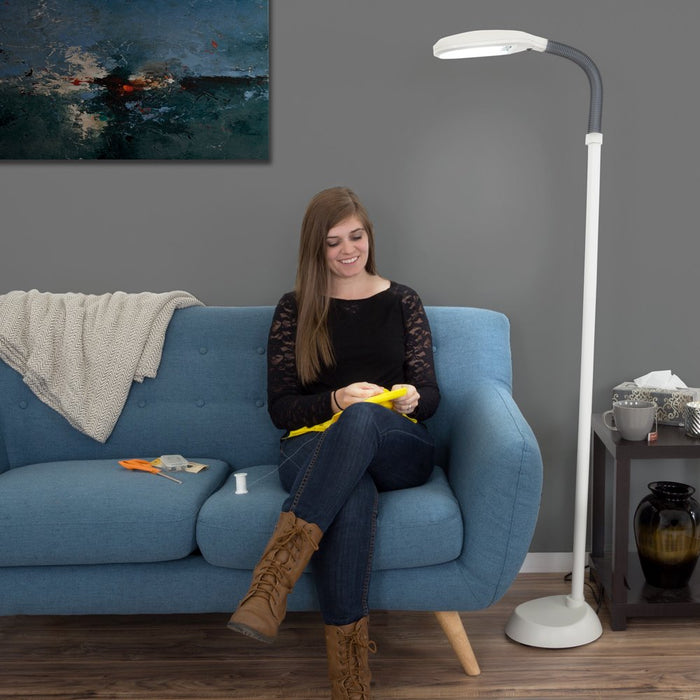 Adjustable Floor Lamp - 6Ft Full Spectrum Natural Sunlight Lamp with Bendable Neck - Reading, Crafts, Esthetician Floor Light by Lavish Home (Beige)