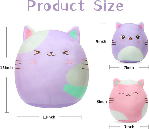 16'' and 8'' Cute Cat Plush Toys Stuffed Animal, 3 Pack Soft Kitten Plushies Toy Pillows Dolls Birthday Gift for Kids Girls Boys Throw Sleeping Hugging Pillow Sofa Cushion Home Decor