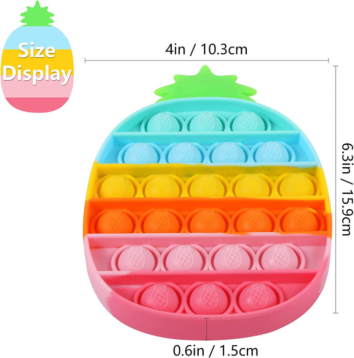 Push Pop Bubbles Fidget Sensory Toys,Stress Reliever Silicone Squeeze Sensory Toy,Anxiety Relief Tools Educational Popping Game for Kids and Adult (Pineapple,Rainbow)