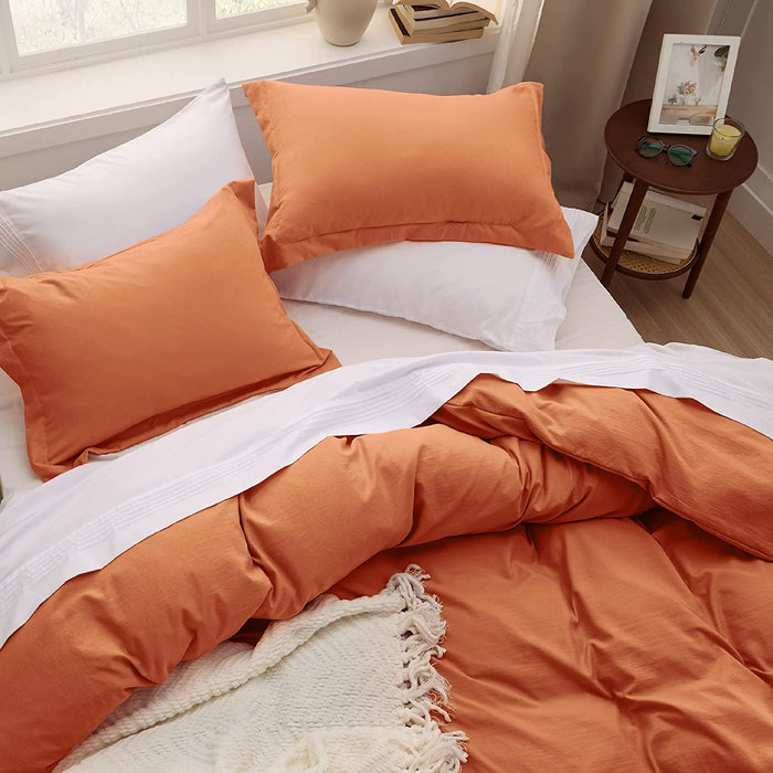Bedsure Burnt Orange Duvet Cover Queen Size - Soft Prewashed Queen Duvet Cover Set, 3 Pieces, 1 Duvet Cover 90X90 Inches with Zipper Closure and 2 Pillow Shams
