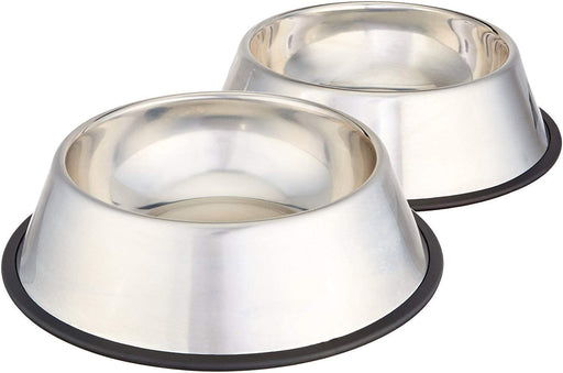 Stainless Steel Pet Dog Water and Food Bowl, Set of 2 (11 X 3 Inches)