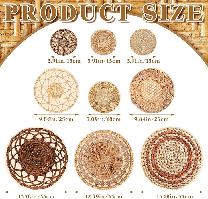 9 Pcs Boho Basket Wall Decals round Modern Peel and Stick Wall Decals Removable Boho Wall Decal Adhesive Boho Nursery Wall Decor for Bedroom Living Room Office Wall, Just Stickers (Classic) (Boho Style)