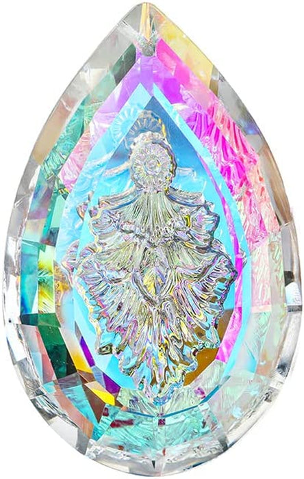 89Mm/3.5In Crystal Suncatchers for Windows,Crystal Prism Suncatcher,Hanging Crystals for Garden Home Outdoor Decoration