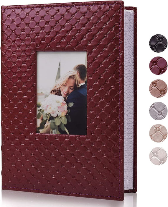 Photo Picture Album 4X6 300 Photos,Small Capacity Premium Leather Cover Wedding Family Photo Albums Holds 300 Horizontal Photos(Black)