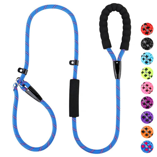Slip Lead Dog Leash, Anti-Choking with Traffic Padded Two Handles, Reflective Strong Sturdy Heavy Duty Rope Leash, 6FT Dog Training Leash for Medium Large Dogs(6' Navy Blue)