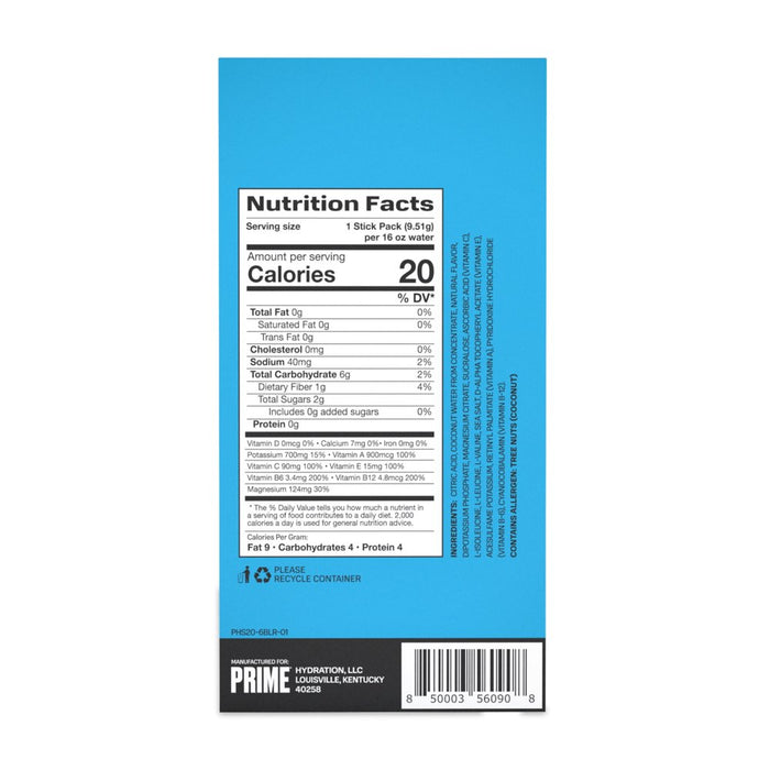 Hydration Stick Pack, Blue Raspberry, 9.49G, 6 Count