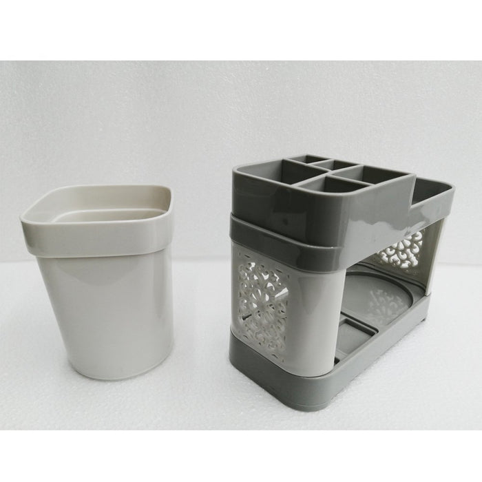 Single Cup Toothbrush Toothpaste Stand Holder Bathroom Storage Organizer Plastic