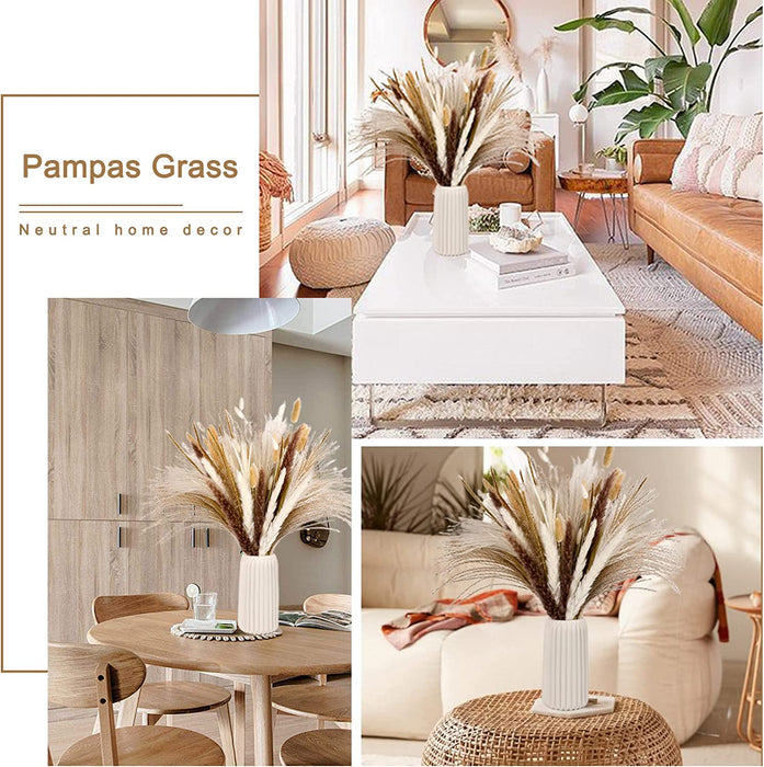 Natural Dried Pampas Grass 120PCS for Boho Home Decor Mixed Dried Flowers Bouquet for Wedding Party Decor Pompas Floral Arrangements, Farmhouse Rustic Decor